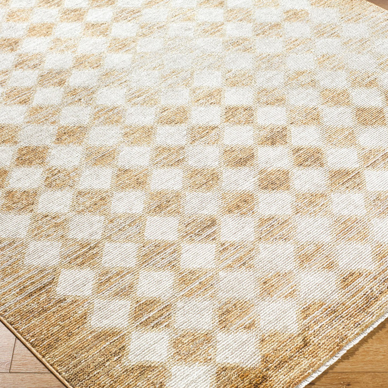 Dark Brown Modern Rug, Chequered Easy to Clean Rug For Living Room, Dining Room, Bedroom, Kitchen, Rectangle 140 x 200 cm