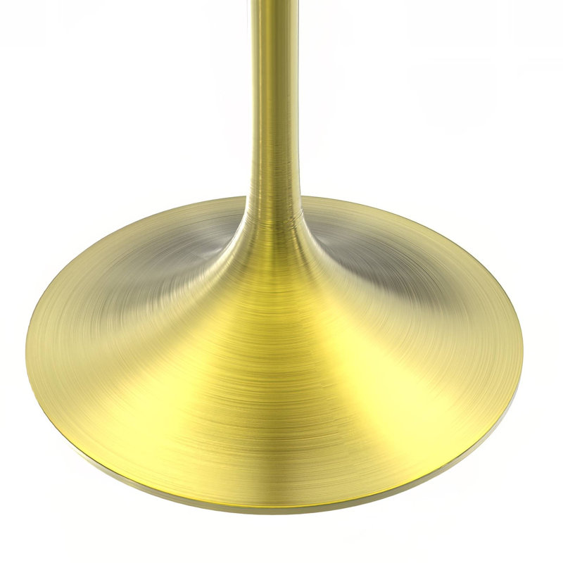 Heatherton Round Dining Table with Resin Top and Brushed Gold Stainless Steel Pedestal Base Kitchen Table - Seats 2-6 Person for Kitchen, Dining Room, Cafes