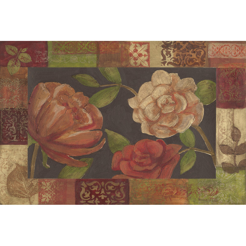 Floral Patchwork II by Megan Meagher - Wrapped Canvas Painting, 30cm H x 46cm W
