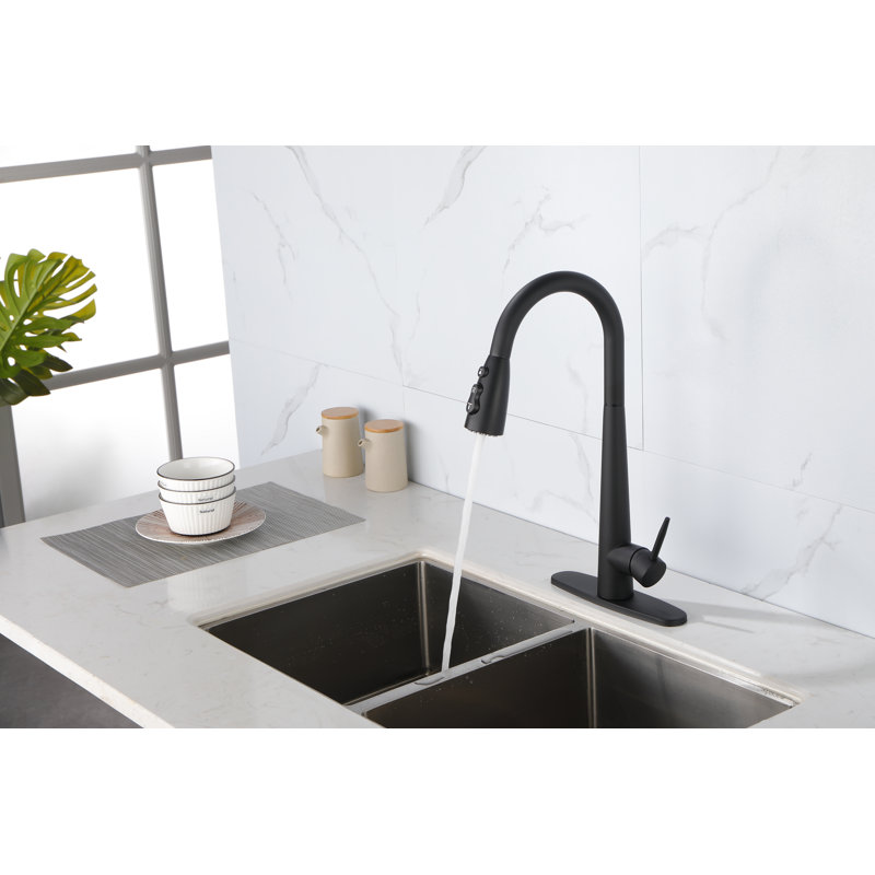 Stainless Steel Kitchen Faucet With Pull Down Sprayer, Single Handle | Gift Idea, Matte Black