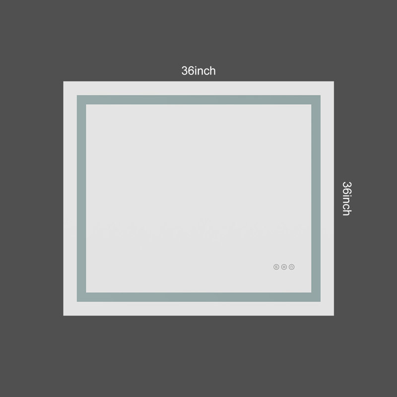 Frameless Anti-fog Led Bathroom Mirror With Frontlight And Backlight, 3 Colors Dimmable Vanity Mirror, 36" x 36"