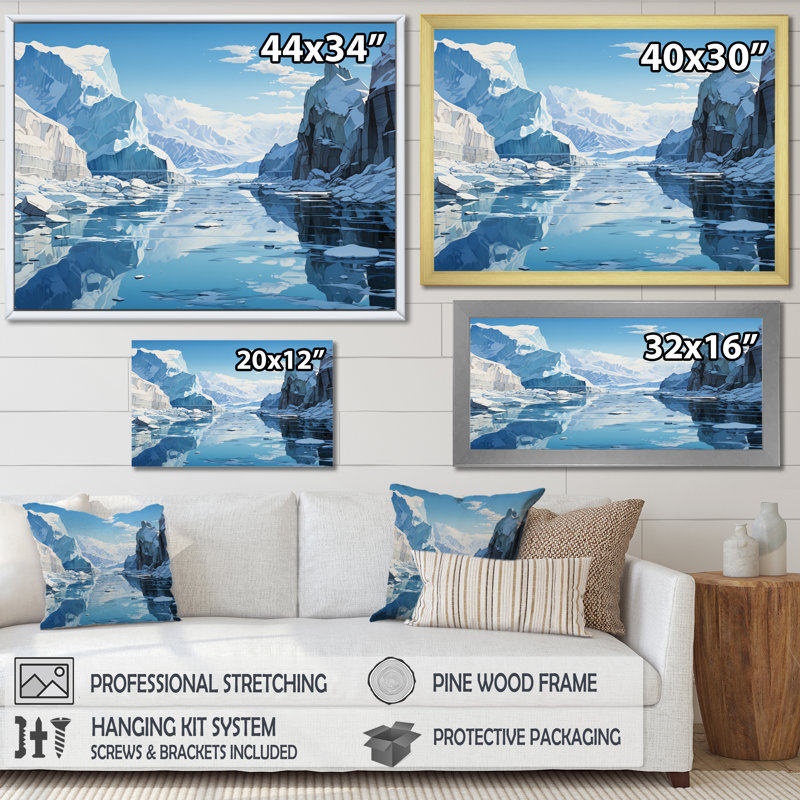 Biritude glacier bleu solitude I - impression, Toile tendue, H 34 po x l 44 po x P 1,5 po