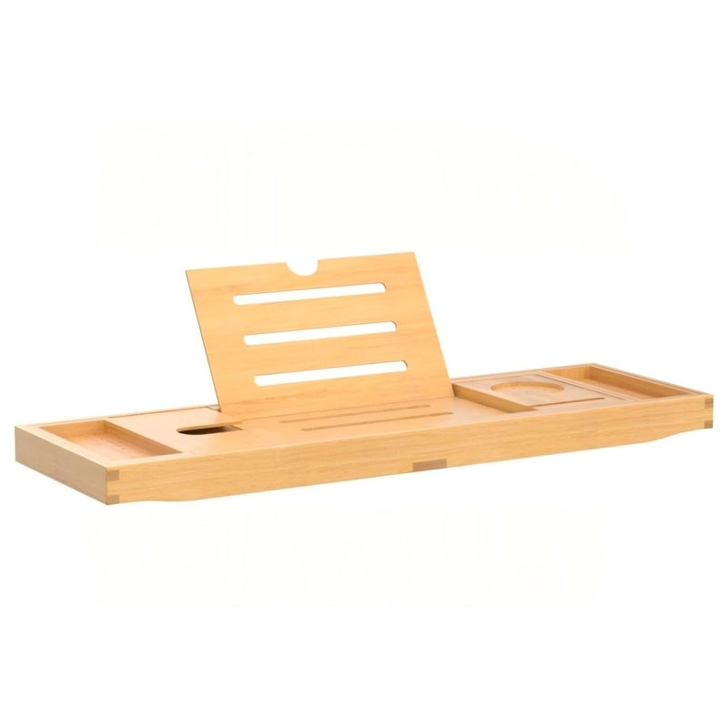 Plateau de baignoire pliable en bambou, extensible et compatible avec tous les accessoires de baignoire
