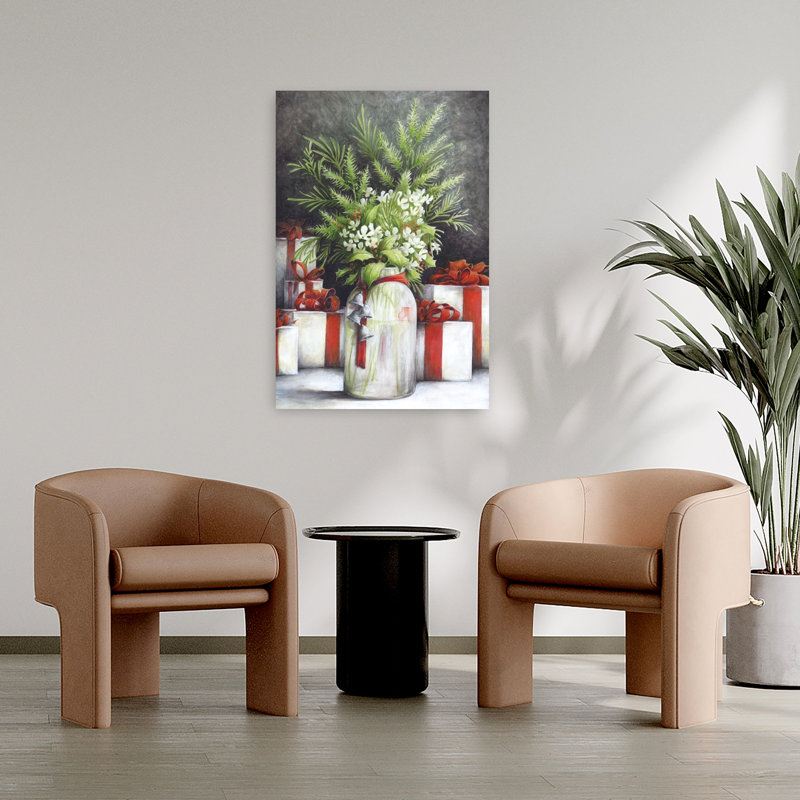 Art floral contemporain de Noël, H 36 po x l 24 po