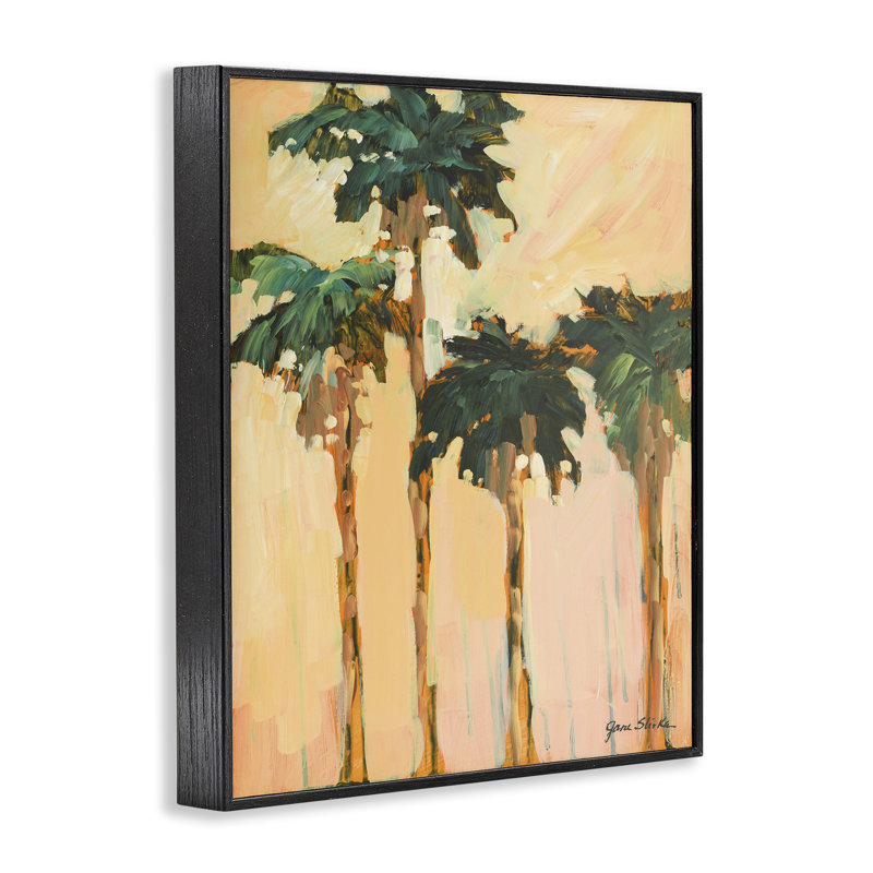 «Shady Palms Impression», estampe numérique encadrée par Jane Slivka, Giclée encadrée noir minuit, H 20 po x l 16 po