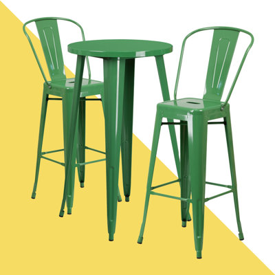 Genece Metal 3-Piece Indoor and Outdoor Bar Set