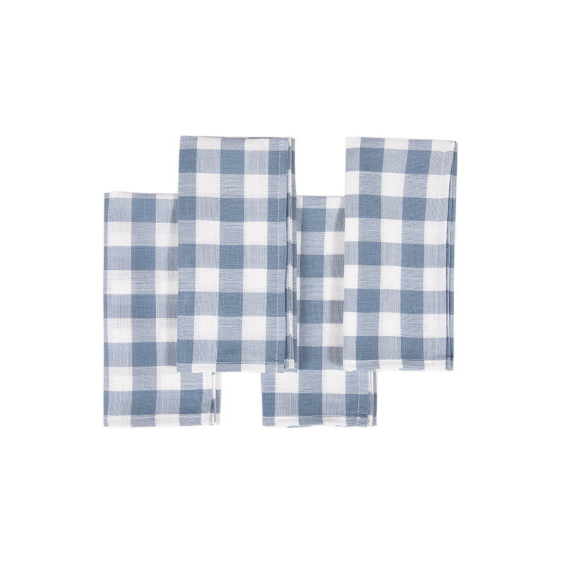 Aafreen Polyester Checkered Square Napkin, Blue
