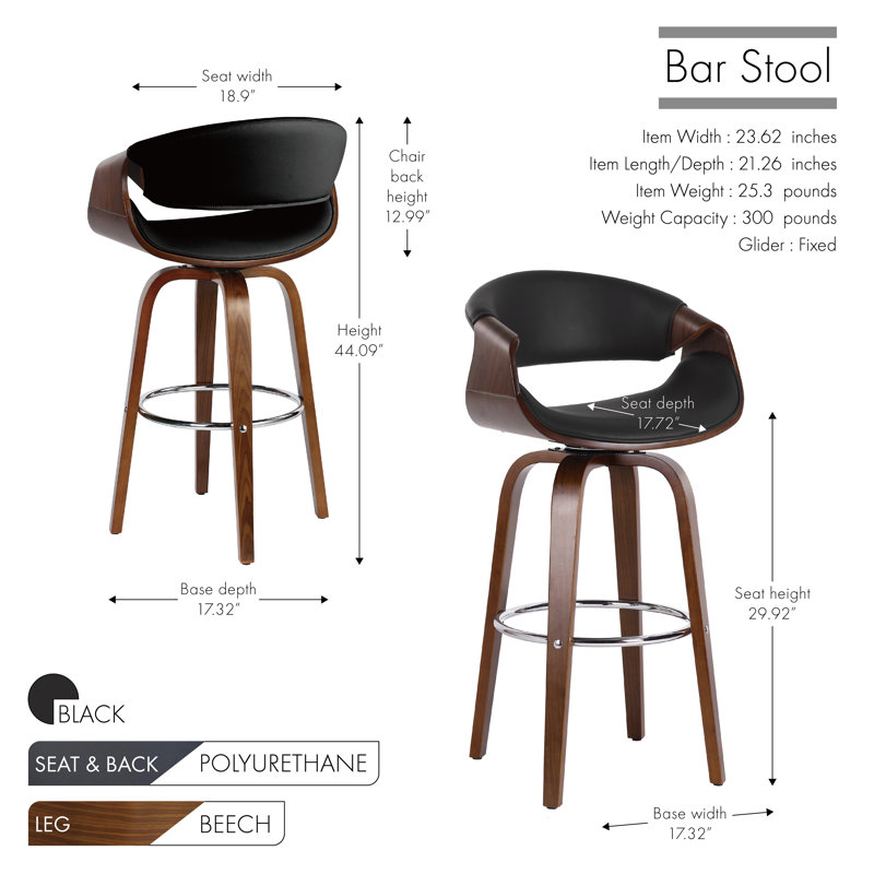 Tabouret de bar Mccrae, Tabouret de bar (siège d'une hauteur de 29,92 po)