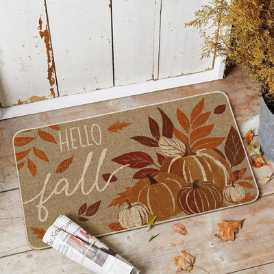Paillasson d'automne 17 po x 29 po à motif de feuilles d'érable et tapis d'automne pour l'intérieur et l'extérieur