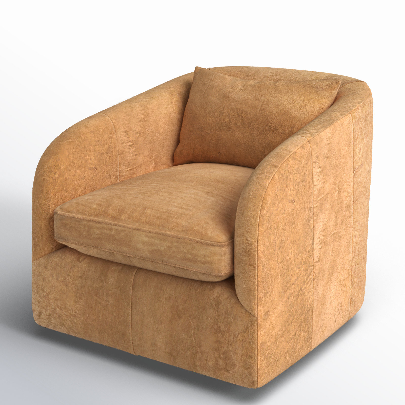 Windridge Upholstered Swivel Barrel Chair, Genuine Leather, Heirloom Sienna