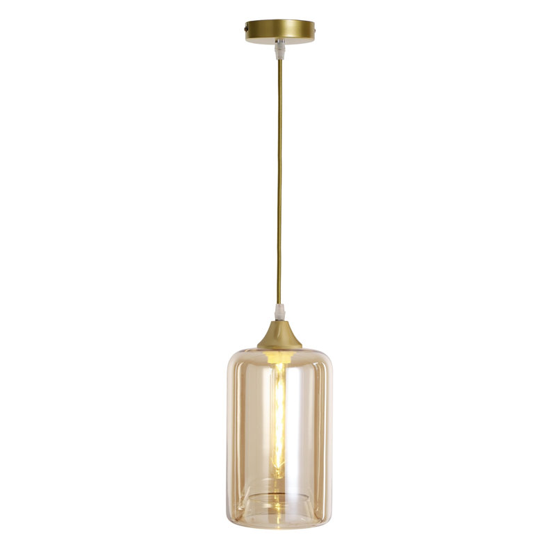 Aevyn 1 - Light Cylinder Pendant, Amber, Gold
