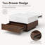 Table basse rotative carrée deux tons noyer blanc avec tiroirs doubles et rangement caché - Table tournante multifonctionnelle pour le salon