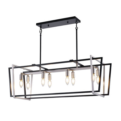Luminaire suspendu de style nickel industriel rétro à 8 lumières Timberlandline