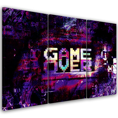 Abstract Game Over Inscription - 3 Piece Wrapped Canvas Print Set