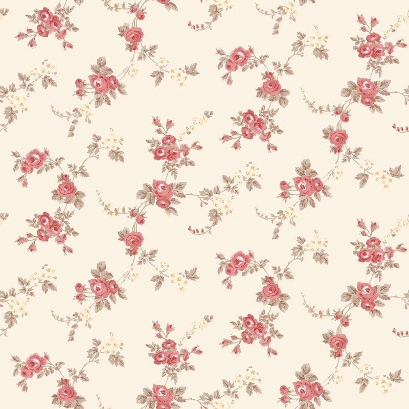 Garretson 1000cm x 52.8cm Satin Wallpaper Roll, Red/Beige