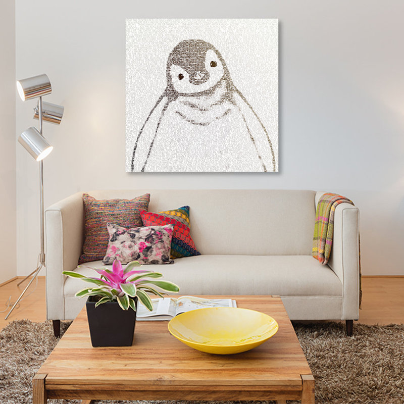 « the intellectuelle pingouin i », impression sur toile, H 12 po x l 12 po x P 0,75 po, Toile tendue, Pas de tapis