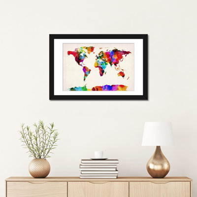 « michael tompsett », impression sur toile, "map of the world (abstract paint) ii"