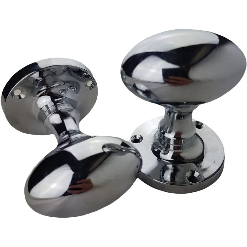  1 Pair Oval Mortice Sprung Door Knob Set Pack in Polished Brass Finish