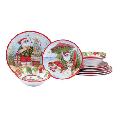 Holiday Hosting Essentials: Trees, Snowman & Gnomes Melamine Party  Dinnerware Collection