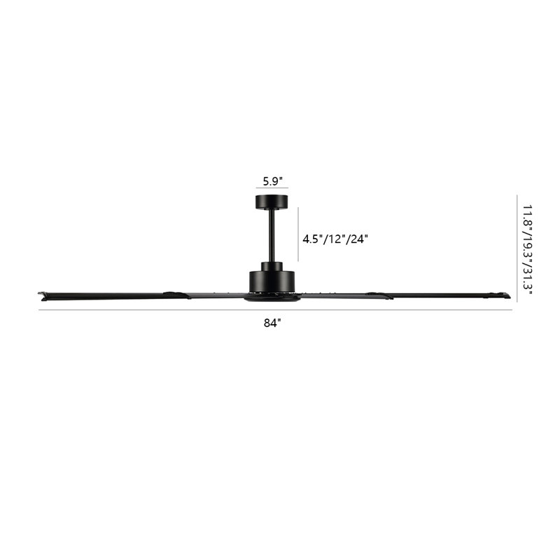Ayodele 84-inch 9-Blades Indoor Ceiling Fan with Remote, Black