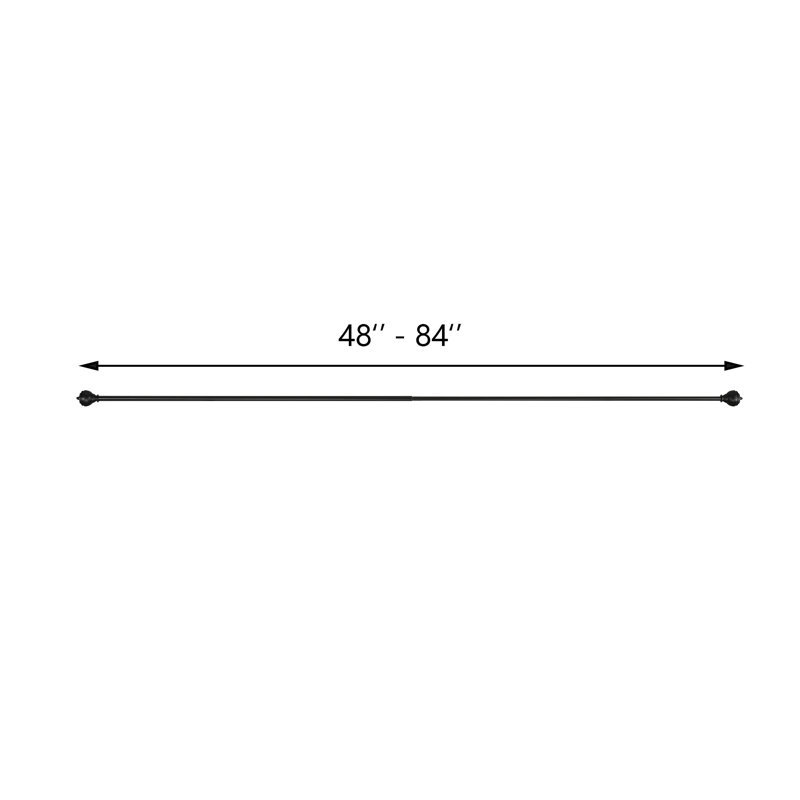 Matte Black Adjustable Curtain Pole Set, 48cm - 84cm