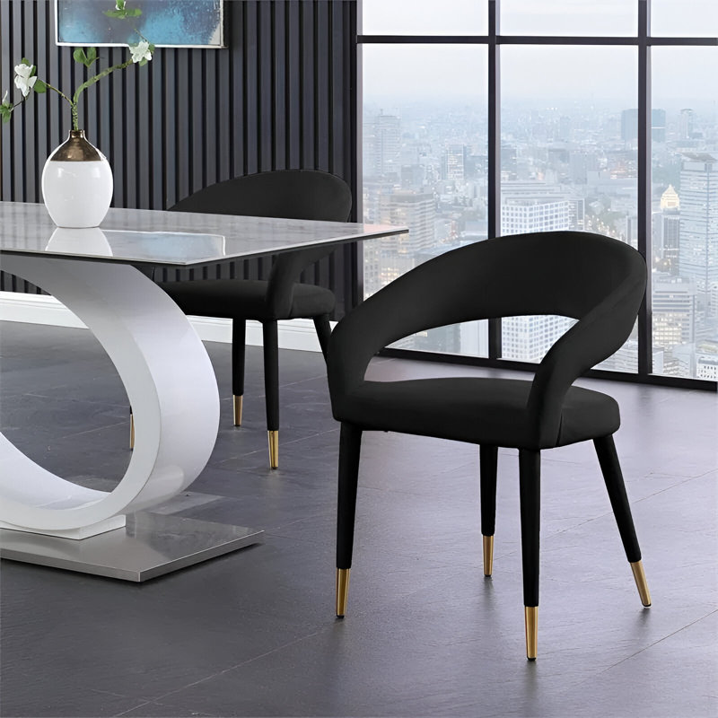 Chaise en velours Darius, Noir