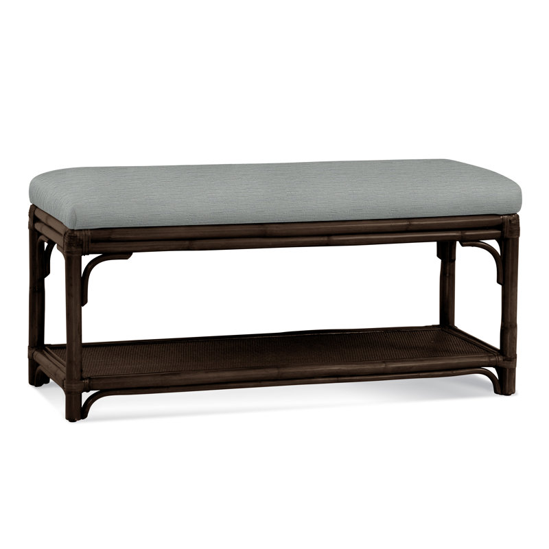 Summer Retreat Wicker Shelf Storage Bench, Coffee, White Textured Performance; 0865-91