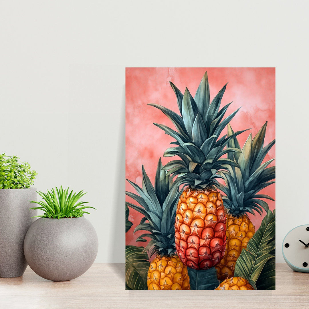 Colorful Tropical Pineapples Colorful Modern Vibrant Fruit Nature Wall Art Print