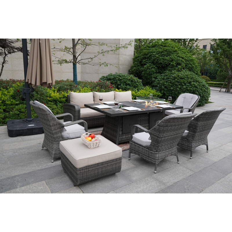 Aliaksey 8 - Person Patio Conversation Set with Cushions, Gray