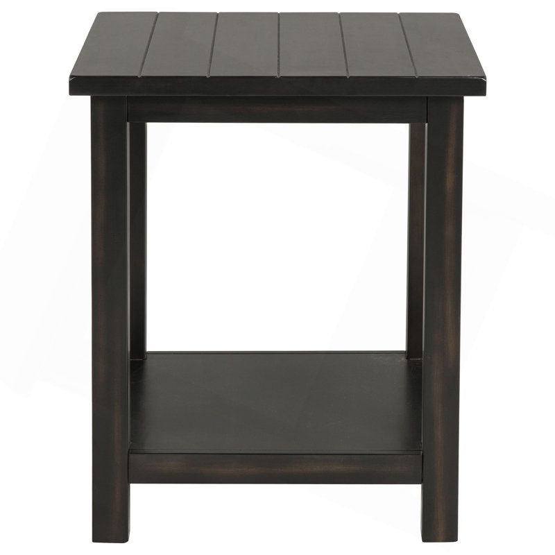 Castleton Distressed Java Wood End Table With Shelf