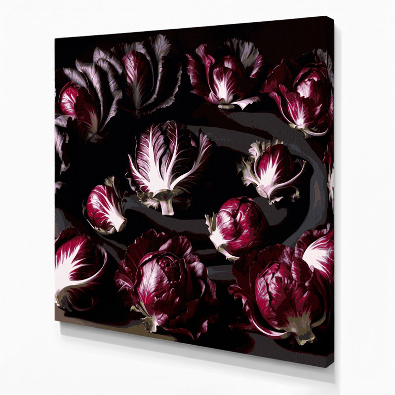 Légumes, art mural sur toile rouge Radicchio, H 12 po x l 12 po