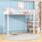Twin Metal Loft Bed With Built-In Shelves And Guardrails-1290519654