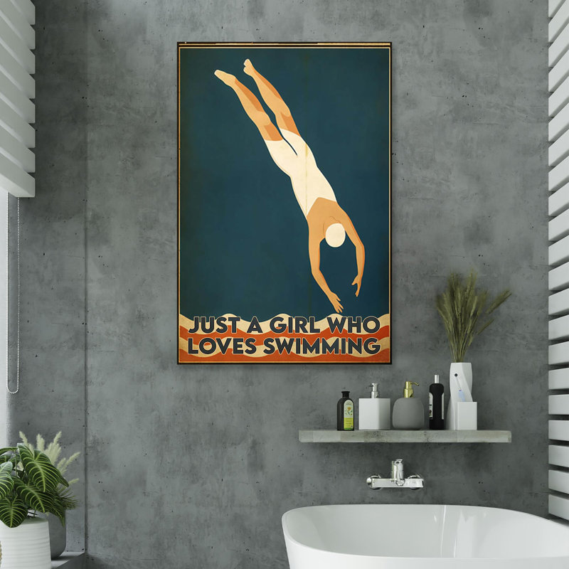 «Just a Girl Who Loves Natation», impression sur toile tendue, L 11 po x H 14 po