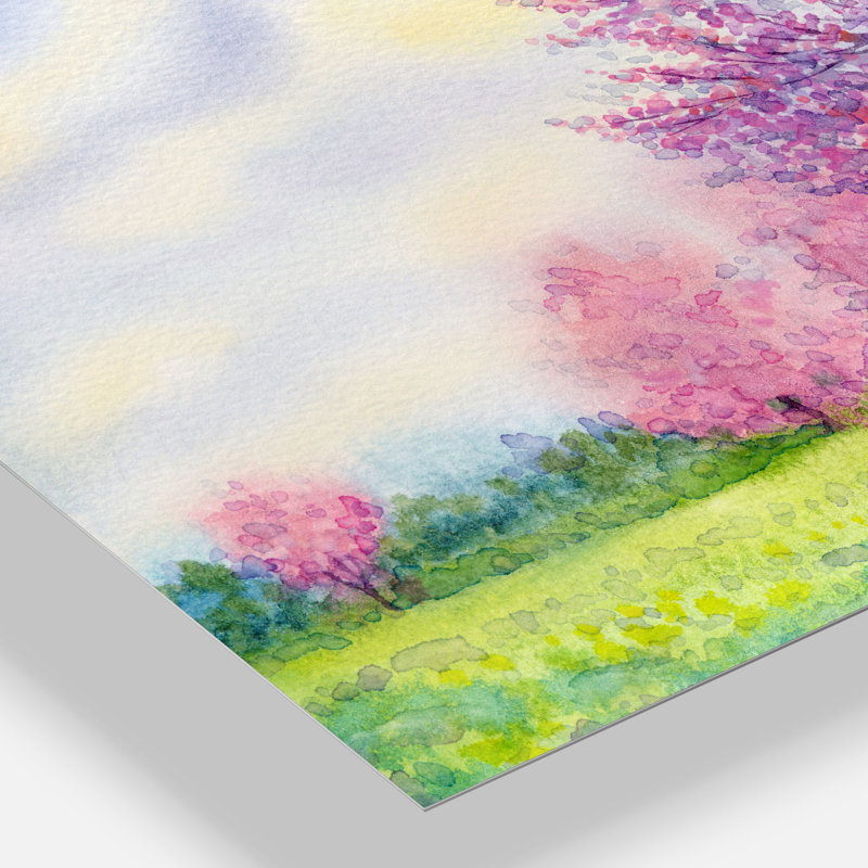 Printemps paysage floral - reproduction sur toile, H 20 po x l 20 po x P 1 po, Toile tendue