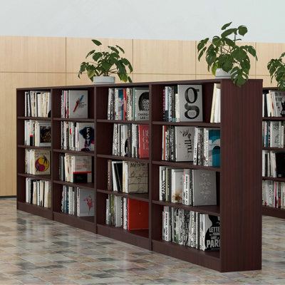 Grey Bookshelf for Bedroom 4 Shelf Office Bookcase 48 Inches Tall Modern Wood Bookshelf for Living Room 4 Tier Wide Manga Bookshelves Library Bookcase