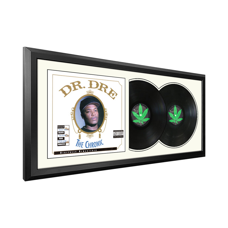 Dr. Dre «The Chronic», double disque encadré avec passe-partout blanc, Blanc