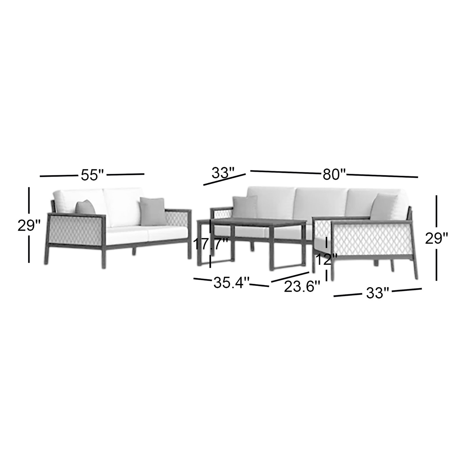Townsend 8-Person Patio Seating Group, Canvas Black