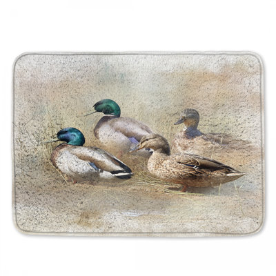 Tapis de bain Mallard Ducks In Field