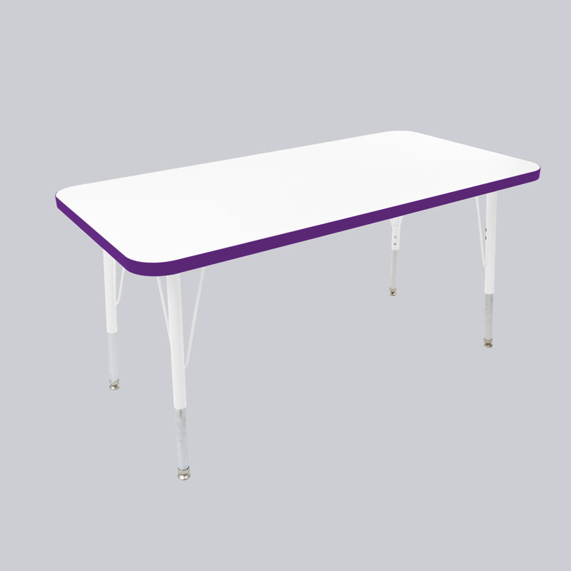 Table rectangulaire d'activités thermofusionnées avec pieds réglables et pivotants standard, H 30 po x l 24 po x P 48 po