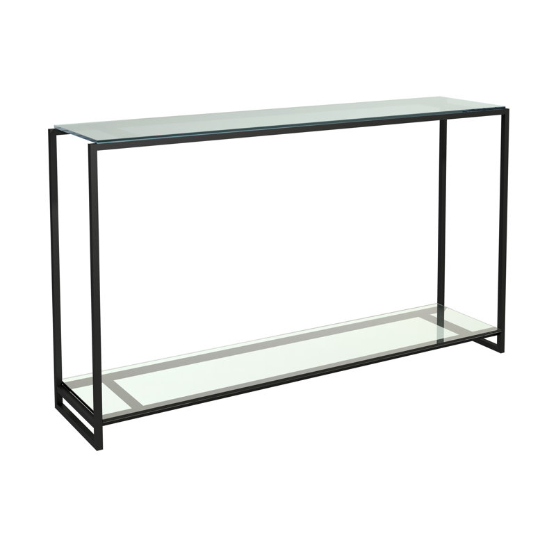 Wattripont 304.8cm Glass Top Console Table, Matt Black
