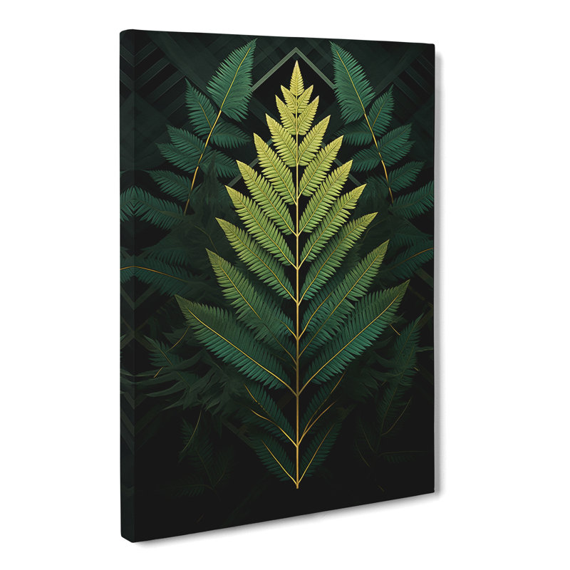 Fern Leaf Geometric No.3 - Wrapped Canvas Print, 76cm H x 50cm W x 3cm D
