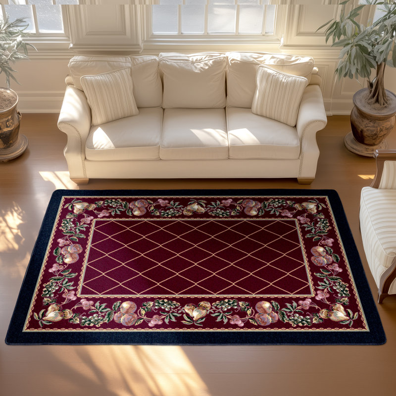 Alminus Fruit Medley Garnet Lattice Area Rug, Rectangle 3'10" x 5'4"