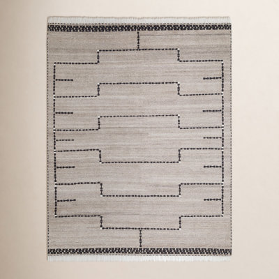 Natural Black Hand-Knotted Rug