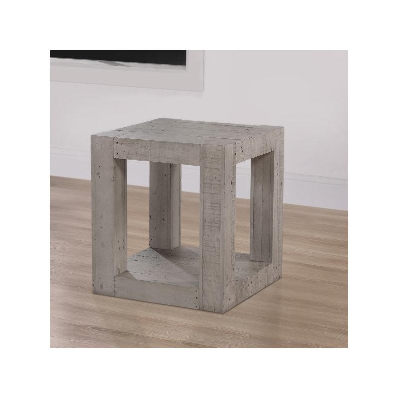 Table de bout en bois de pin récupéré massif Dajonae