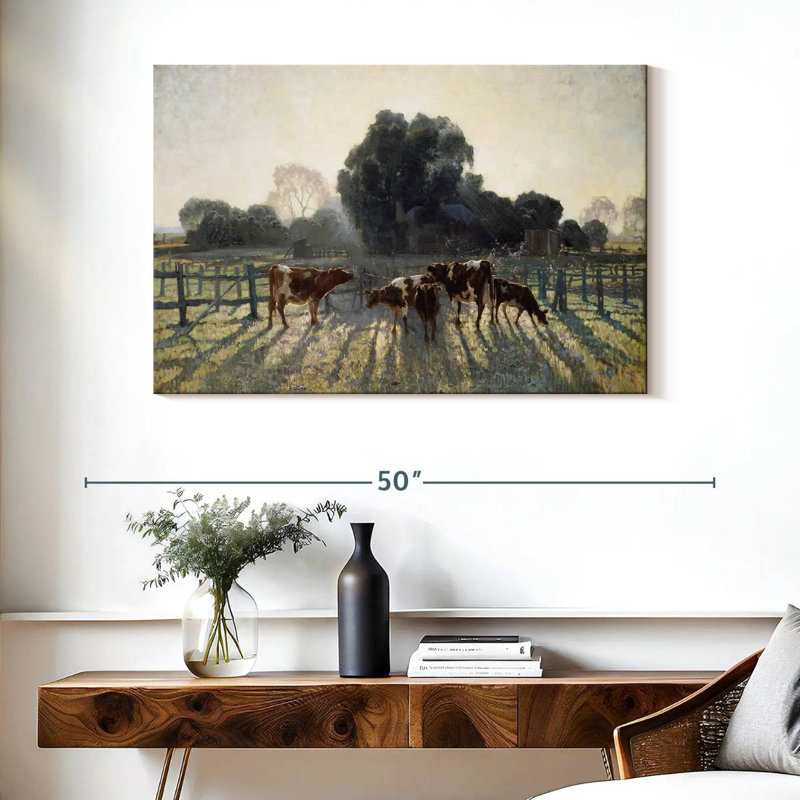 Pasture Grazing Cows, 26" H x 39" W