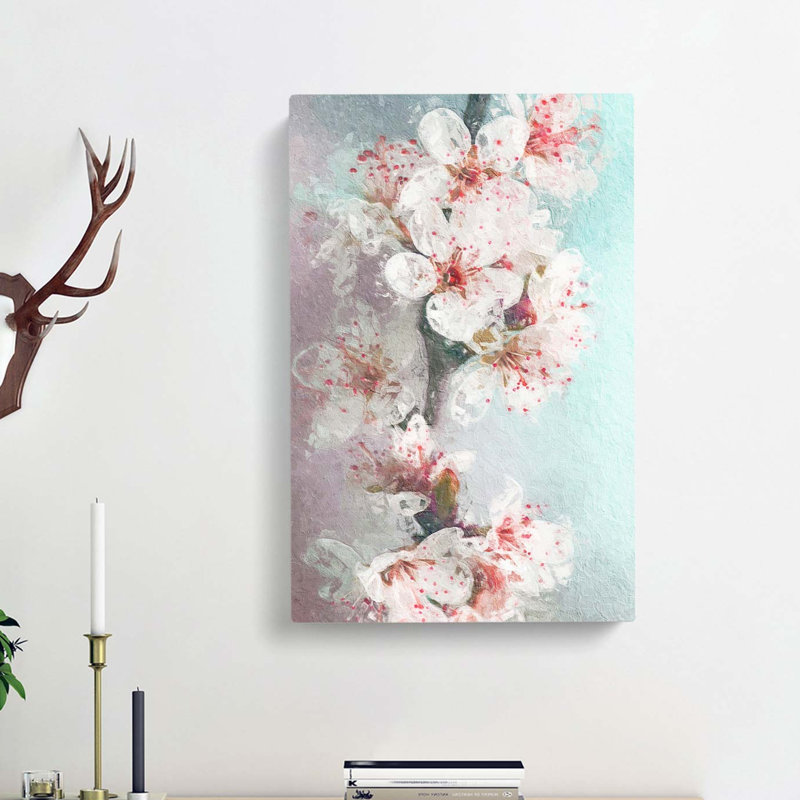 White Blossoms in Abstract - Wrapped Canvas, 76cm H x 50cm W x 3cm D