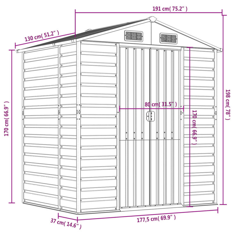 Storage Shed, 78" H x 75.2" W x 51.2" D, Light Brown