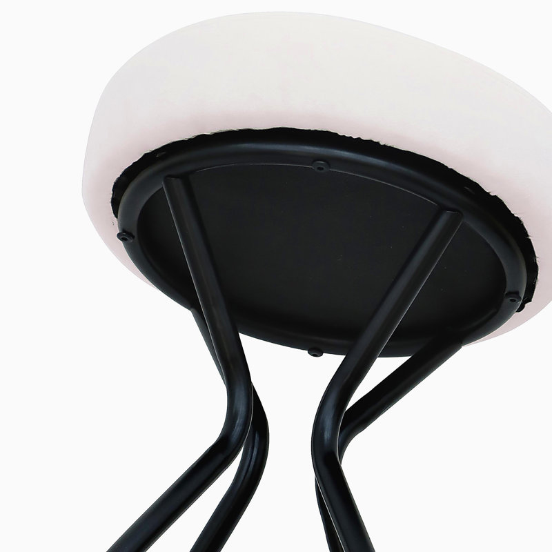 Tabourets de bar modernes rembourrés pour îlot de cuisine (noir + blanc crème, ensemble de 2), Blanc crémeux
