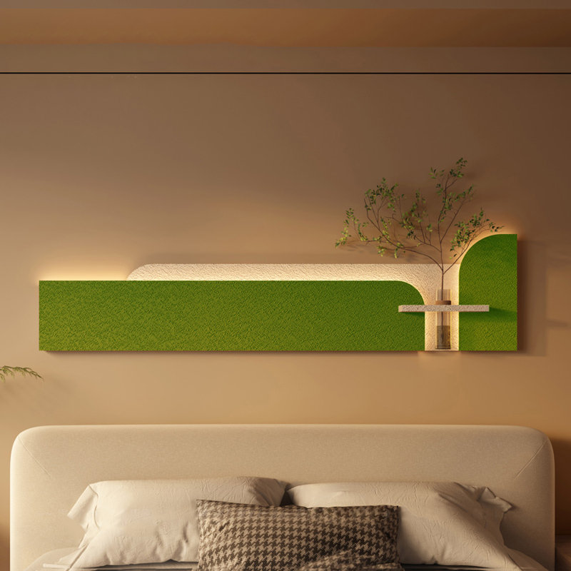 Tableau décoratif en PVC vert clair et crème 55,25 po Schüffler, 13.78" H x 55.12" W x 1.57" D, Green/Cream