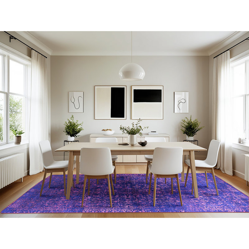 Tapis mauve Mid-Century 2587, Rectangle 7 pi x 10 pi
